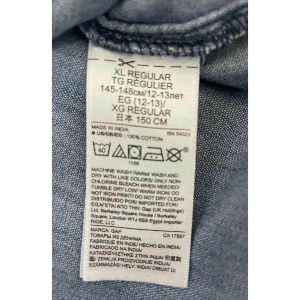 Gap Girls XL (12) Soft Denim/Chambray Button Down Pocket Fall Dress